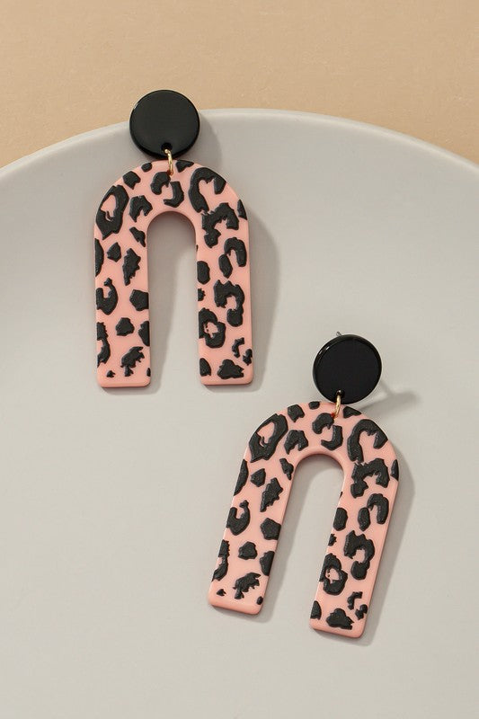 Embossed animal print arch drop earrings