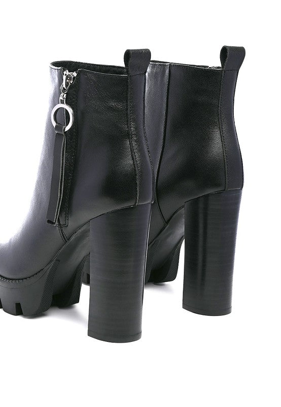 MISTRESS HIGH BLOCK HEELED CHUNKY LEATHER BOOT