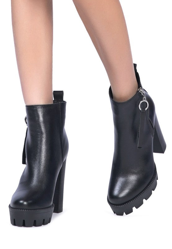 MISTRESS HIGH BLOCK HEELED CHUNKY LEATHER BOOT