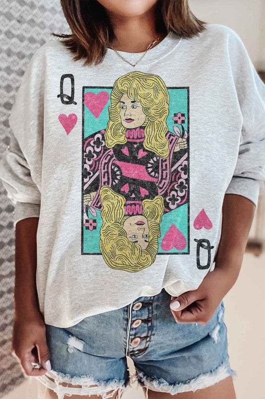 DOLLY QUEEN OF HEARTS GRAPHIC SWEATSHIRT