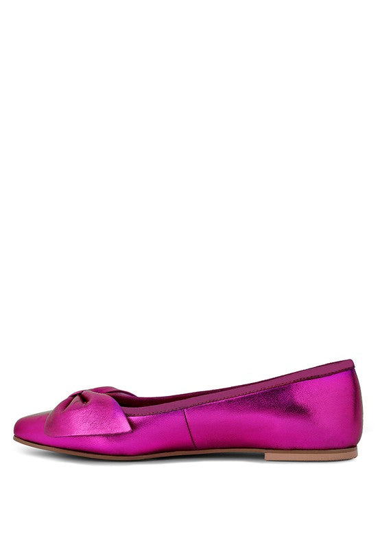 PIE-TRIBE Metallic Big Bow Ballerinas