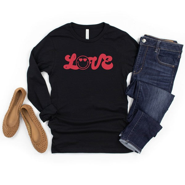 Love Smiley Face Short Sleeve Graphic Tee