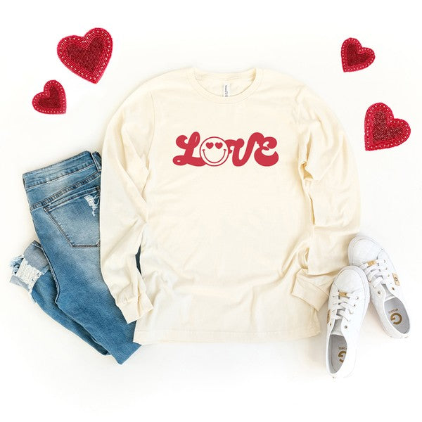 Love Smiley Face Short Sleeve Graphic Tee