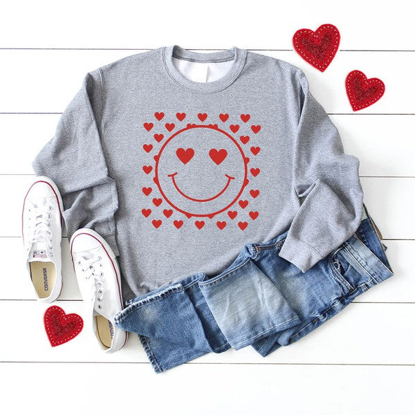 Smiley Face Hearts Short Sleeve Graphic Tee