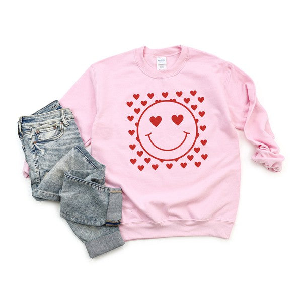 Smiley Face Hearts Short Sleeve Graphic Tee