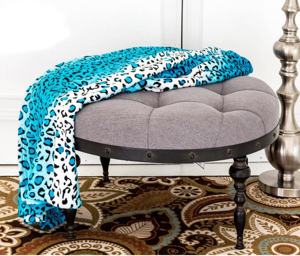 Leopard Turquoise Warm Cozy Throw Blanket