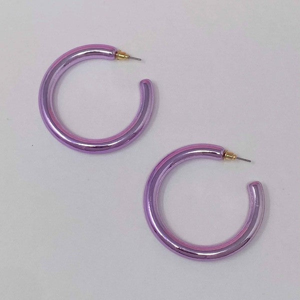 Colored Tube Hoop Earrings