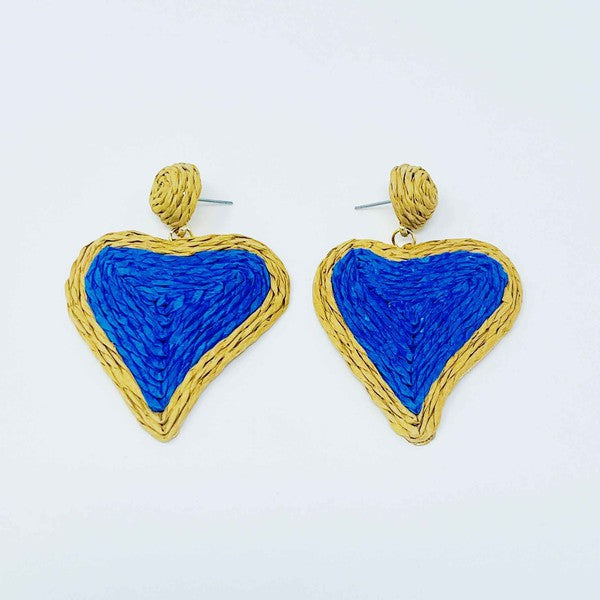 Sunny Days Heart Raffia Earrings