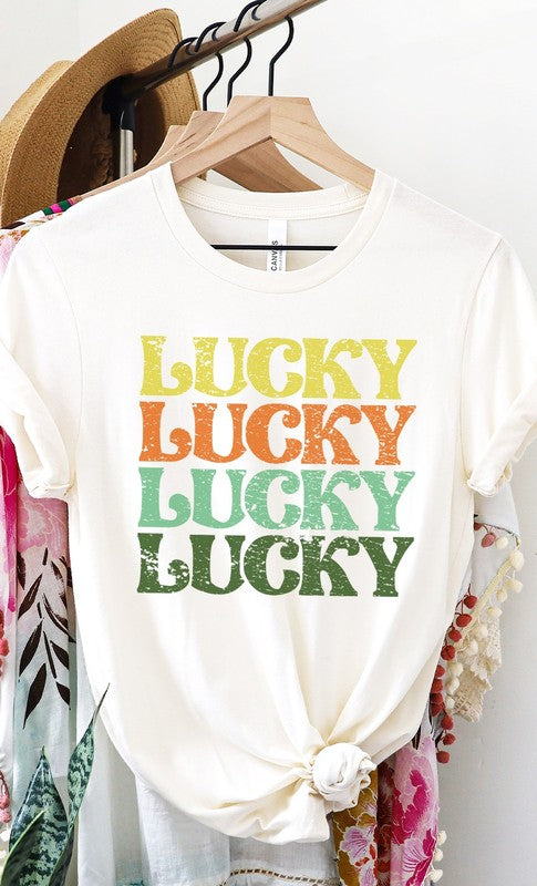 Lucky Retro Vintage St Patricks Day Graphic Tee