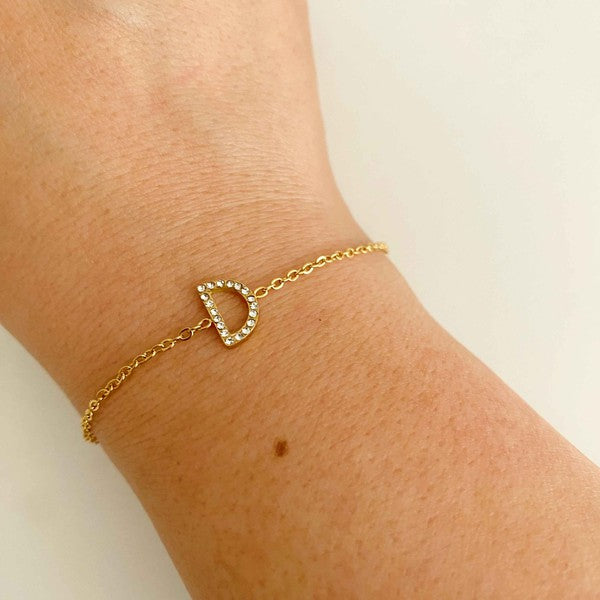 Dainty Sparkle Initial Bracelet