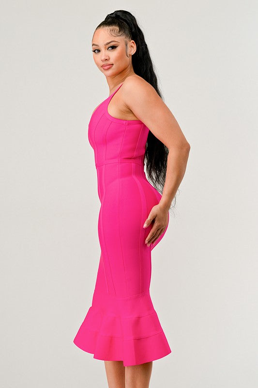 Athina Pink Mermaid Shape bandge dress