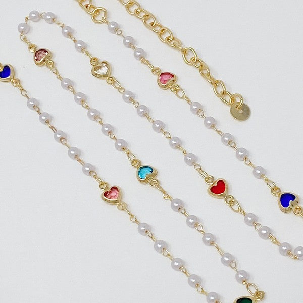 Precious Mini Heart Pearl Chain Necklace