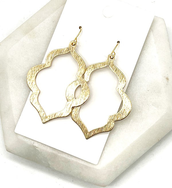 Gold Quatrefoil Metal Statement Earrings