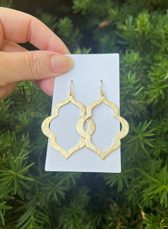 Gold Quatrefoil Metal Statement Earrings