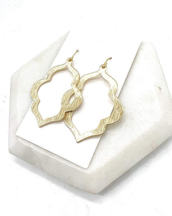 Gold Quatrefoil Metal Statement Earrings