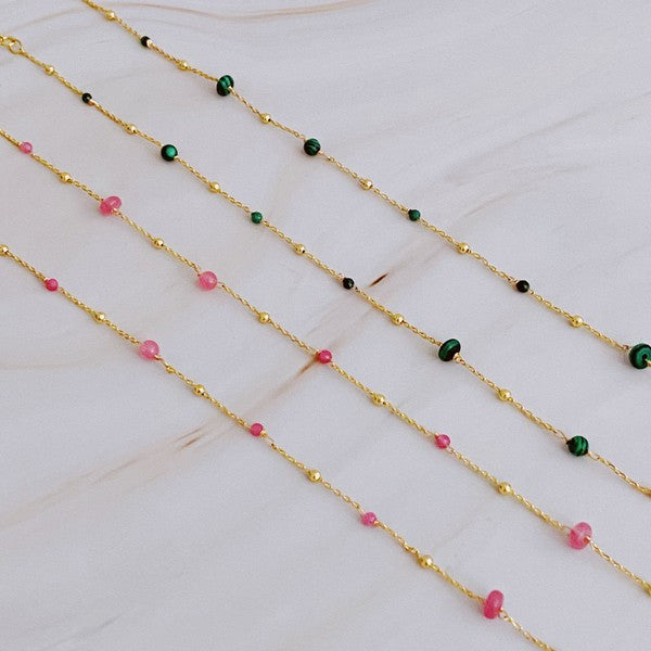 Dainty Precious Stone Bead Necklace