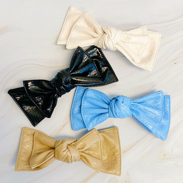 Patent Double Bow Hair Clip