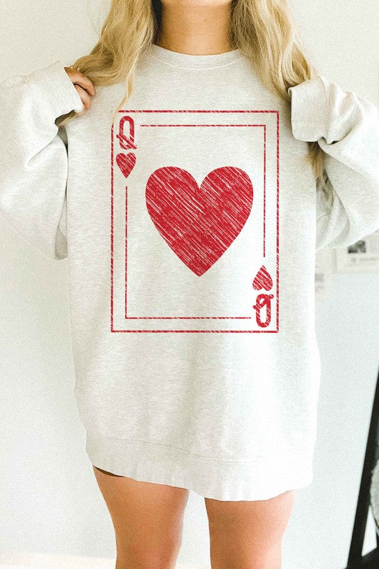 Queen Of Hearts Valentines Oversized Sweatshirt