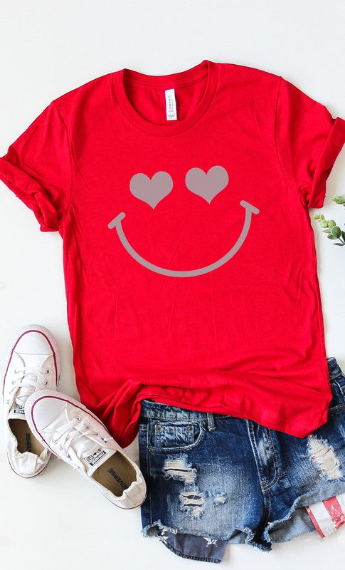 Heart Eyes Smiley Valentines PLUS SIZE Graphic Tee