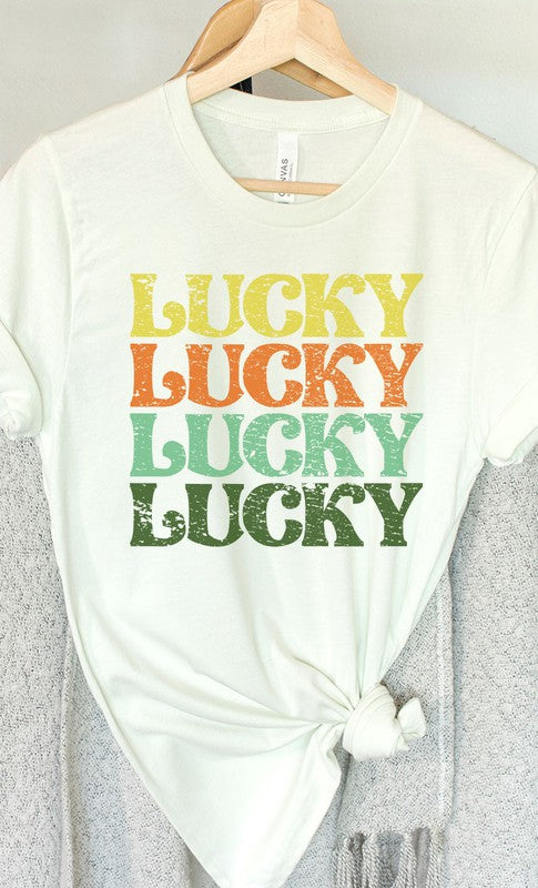 Lucky Retro Vintage St Patricks Day Graphic Tee