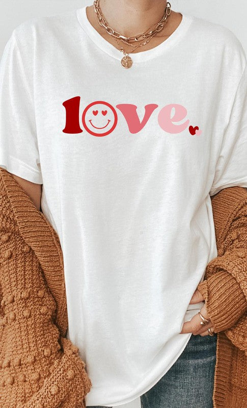 Love Heart Eyes Smiley Graphic Tee