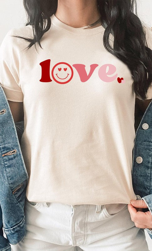 Love Heart Eyes Smiley Graphic Tee