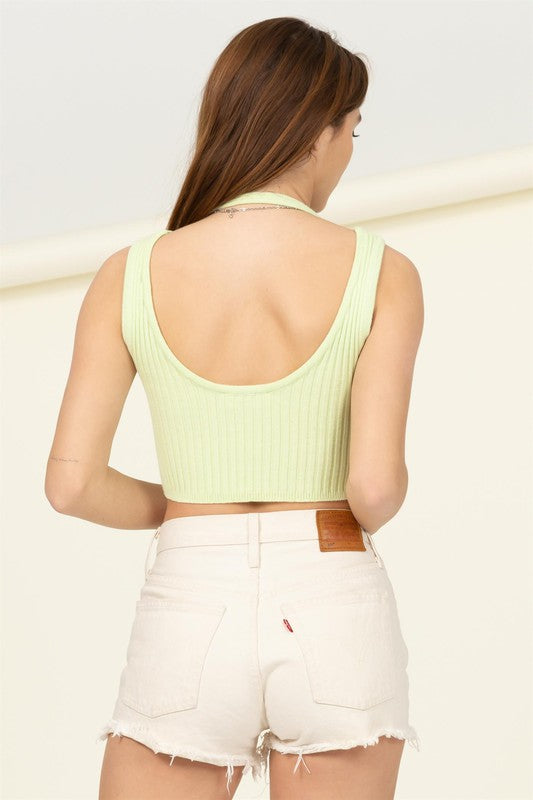 Perfect Girl Ribbed Open-Back Crop Top