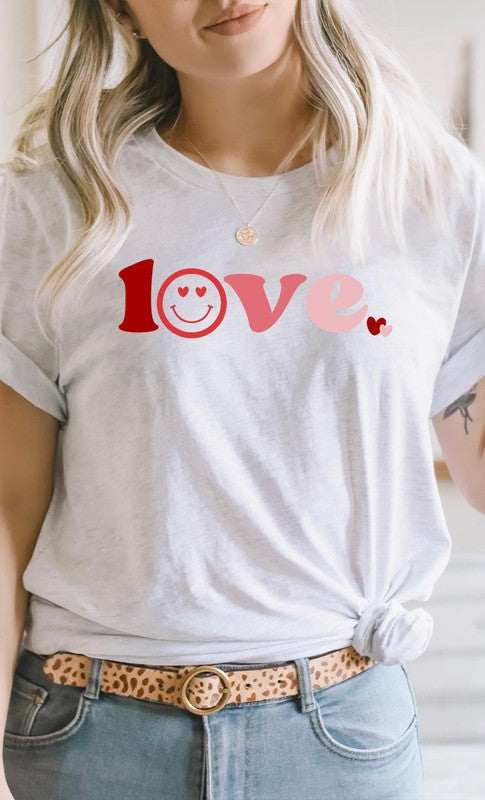 Love Heart Eyes Smiley Graphic Tee